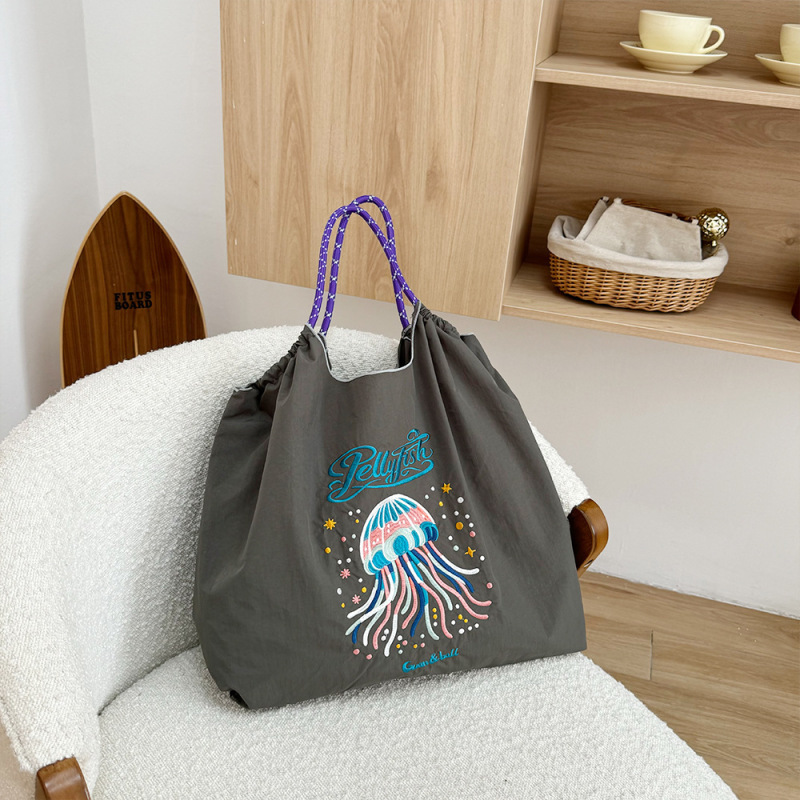 オリジナルの脇下バッグ環境保護ショッピングバッグ絶妙な刺繍防水ナイロンショッピングバッグ手提げレディースショルダーバッグ|undefined
