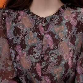 妈妈夏装2026新款洋气上衣服时尚衬衫中老年女装圆领印花上衣