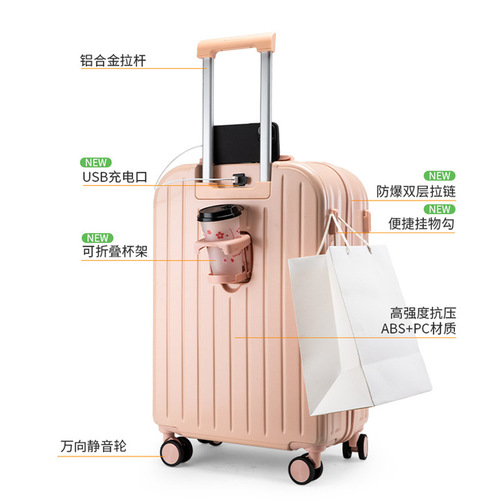 Lighthearted Multifunctional Suitcase for Women Students, Password Travel Case for Men, 4-Wheel Spinner Luggage, Durable and Strong