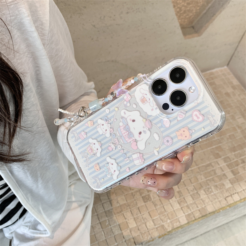 蓝色条纹爱心玉桂狗适用iPhone16苹果15ProMax/14/13手机壳新款女|undefined