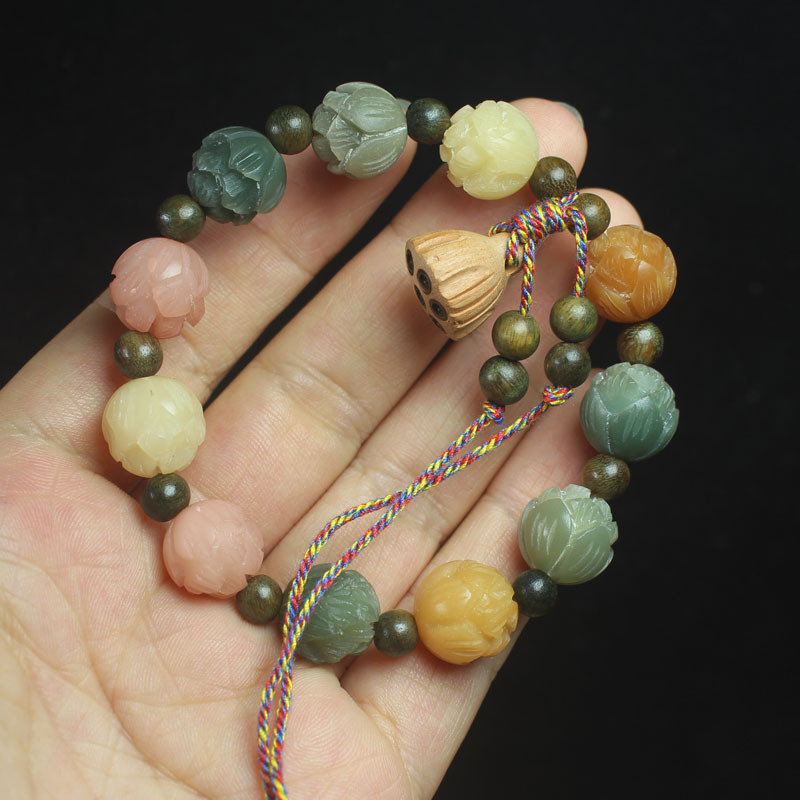 White jade bodhi rich flower lotus bracelet beads step by step lotus female literary play bodhi bracelet beads wholesale