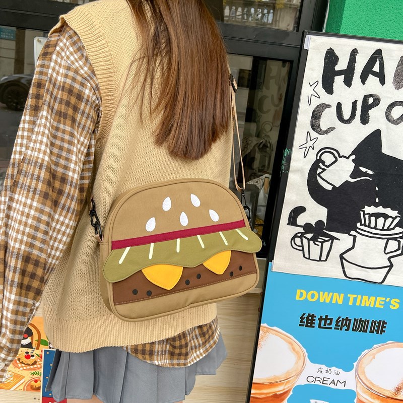 귀여운 미국 햄버거 작은 천 가방 2024 새로운 스타일 맞춤형 작은 배낭 어깨 크로스 바디 가방 생일 선물