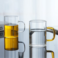 Minimalist Style Cup High Borosilicate Glass Cup Colorful Handle Transparent Insulated Home Drinking Coffee Cup