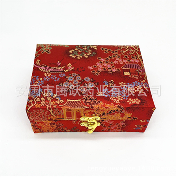 Hexagonal Brocade Gift Box Set of 4 Jewelry Packaging Boxes Red and Yellow Dragon Water Town Designs 16x12x6.5 cm in use