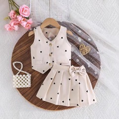 アマゾン欧米の子供服クロスボーダー女の子女の子赤ちゃん夏服甘いハート型パターン子供服子供服セットプリンセス気