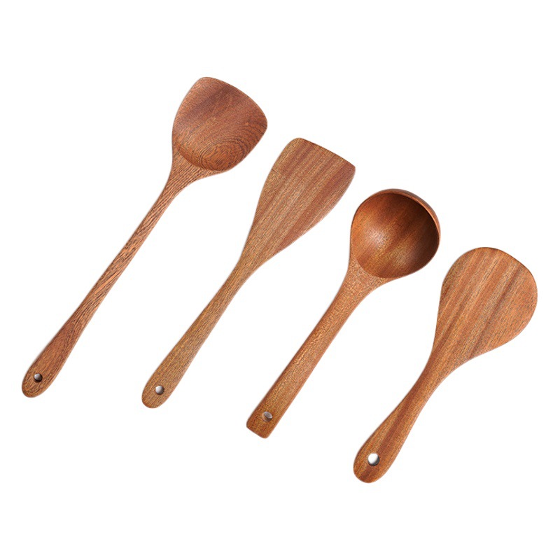 Hogar cocina traje de madera sartén antiadherente especial de alta temperatura pala de cocina resistente sopa grande Ébano espátula cuchara de mango largo