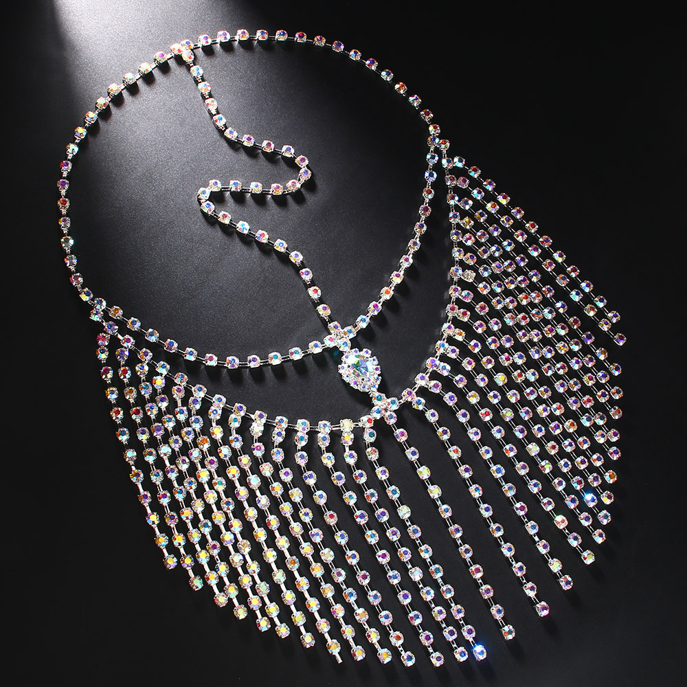 Máscara de borla larga rhinestone transfronteriza Bola de Halloween gota de agua máscara de diamante de color accesorios máscara femenina