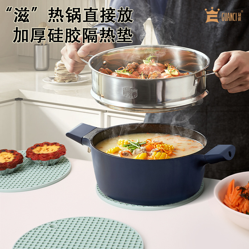 실리콘 단열 매트, 식탁 매트, 고급 원형 벌집 플레이스 매트, 고온 방지 단열 냄비 매트, 미끄럼 방지 접시 매트