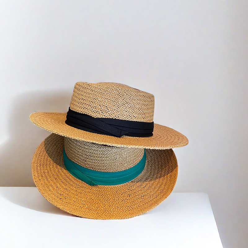 Retro beach summer woven sun hat handmade