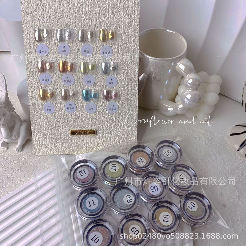 Hot-selling Highlight Magic Mirror Powder Silver Plated Series Nail Art Products Metal Champagne Color Silk Smooth Particle-free Highlight Mirror