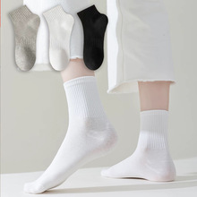 袜子男秋冬薄款中筒袜黑白灰纯色棉袜吸汗运动袜诸暨袜业透气男袜
