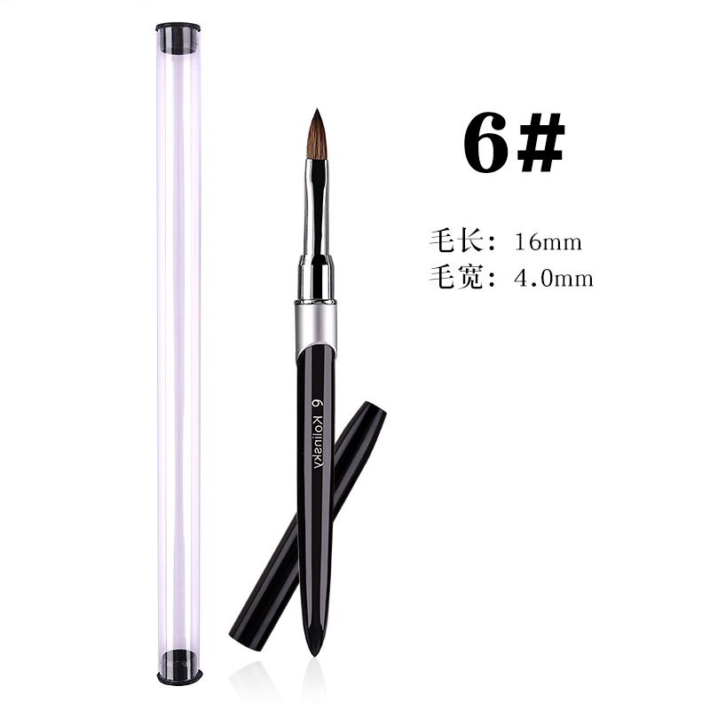 Amazon en stock metal varilla de uñas de pelo de visón pluma negro Kolinsky uñas de cristal pluma tallado cepillo