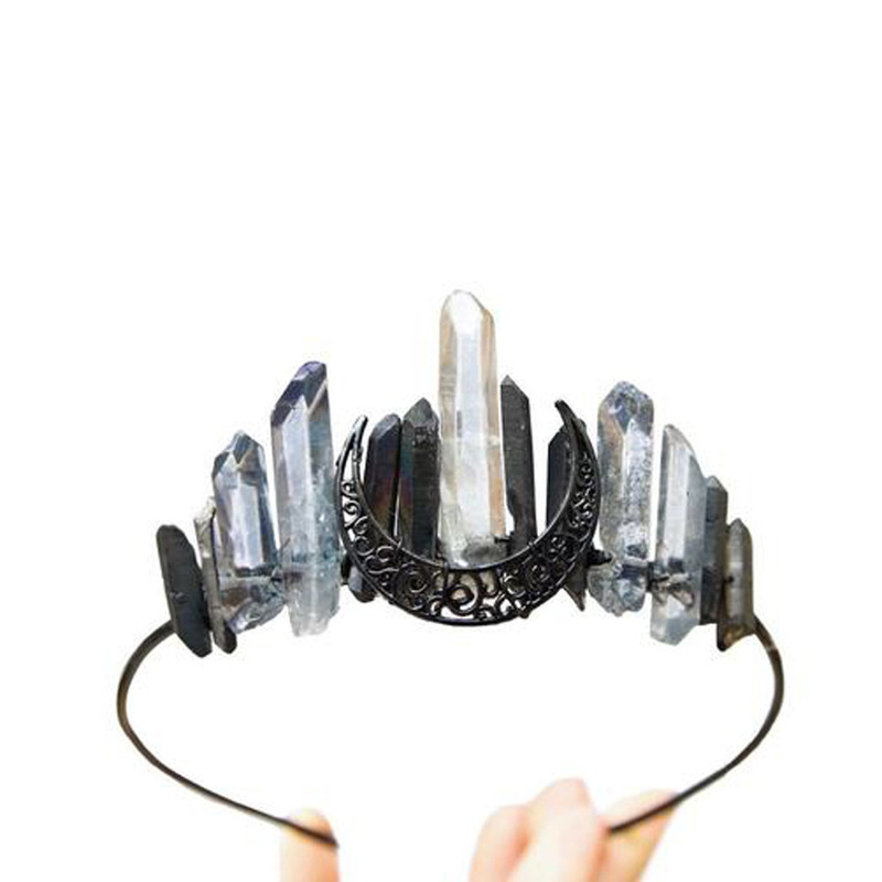 水晶女士月亮女巫皇冠欧美风新娘发饰纯水晶发箍 仪式工具 图 14