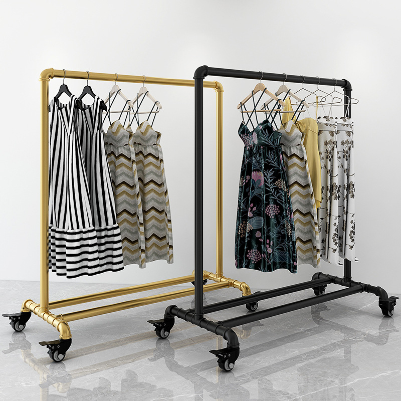 Clothing store horizontal bar display rack water pipe floor rack household detachable clothes drying rack simple stall night market shelf