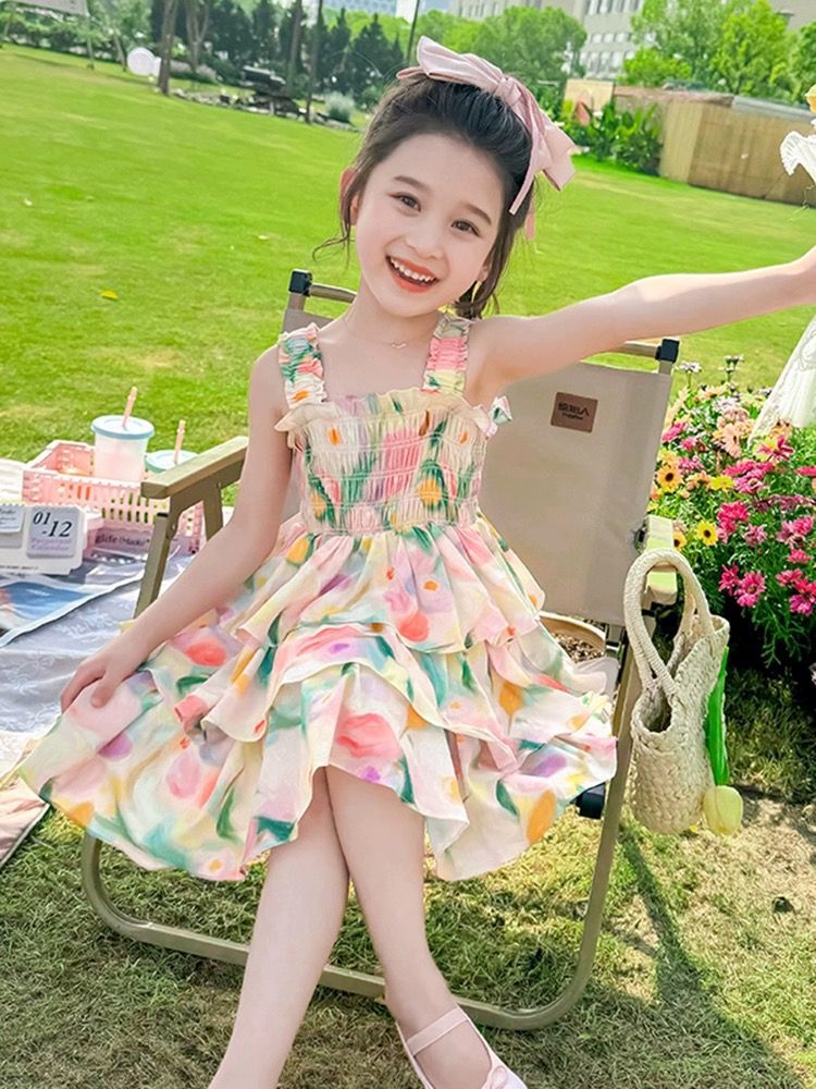 Girls' Beach Slip Skirt Summer 2025 New Children's Princess Skirt Little Girl Baby Stylish Cake dress