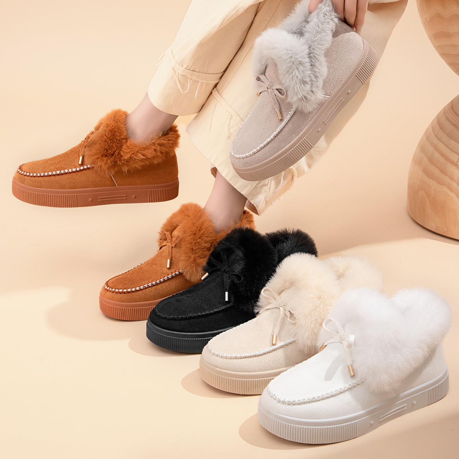 Zapatos de algodón de mujer botas de mujer transfronterizas TEMU botas de gran tamaño para mujeres botas de nieve de vello gruesas botas de algodón caliente a prueba de frío