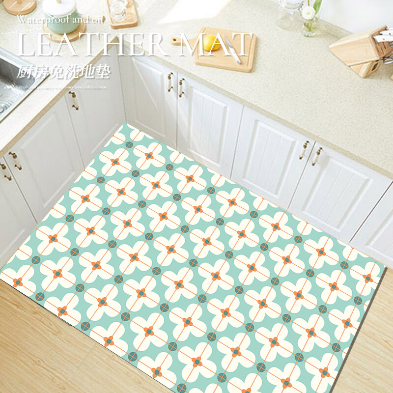 Kitchen Wipe Waterproof and Oil-proof Full Floor Mat Disposable pu Leather Mat Balcony Bay Window Cushion Tiles Can be Cut