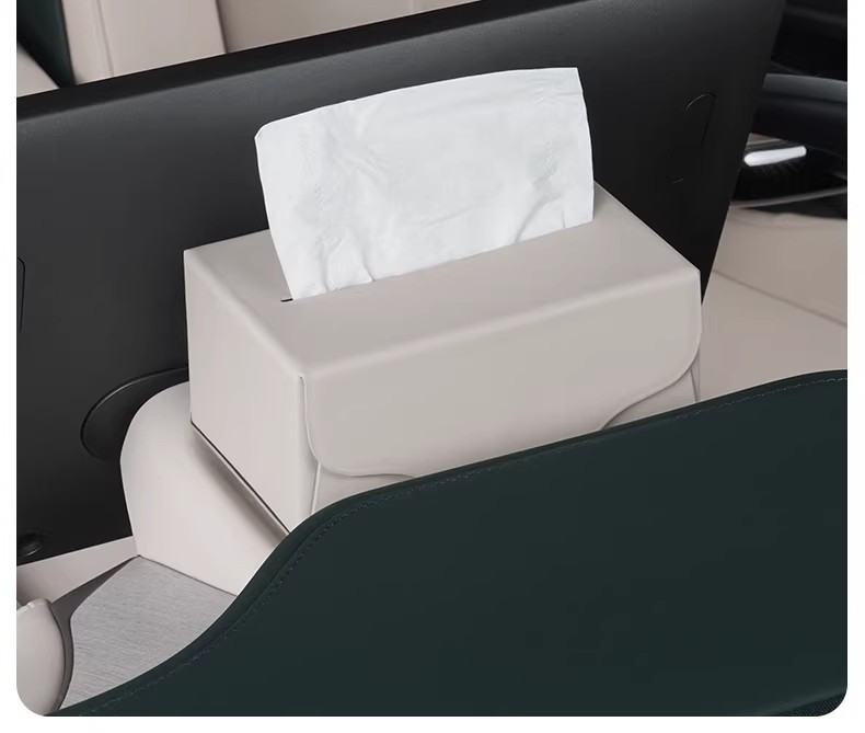 Suitable for Xiaomi Yu7/Su7 Magnetic Car Tissue Box, Dashboard Leather Foldable Tissue Holder, One-Piece Design