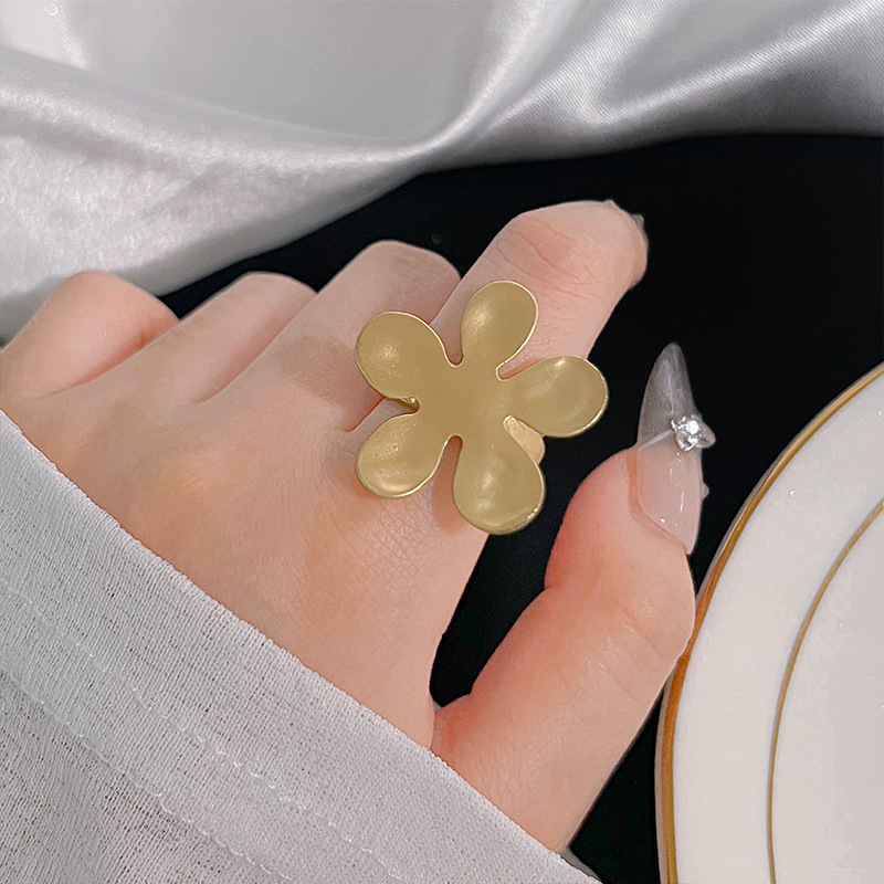 新中式复古沙金开口可调节戒指女新款时尚甜美轻奢小众精致指环|undefined