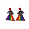 Retro rainbow double-sided acrylic earrings for swimming