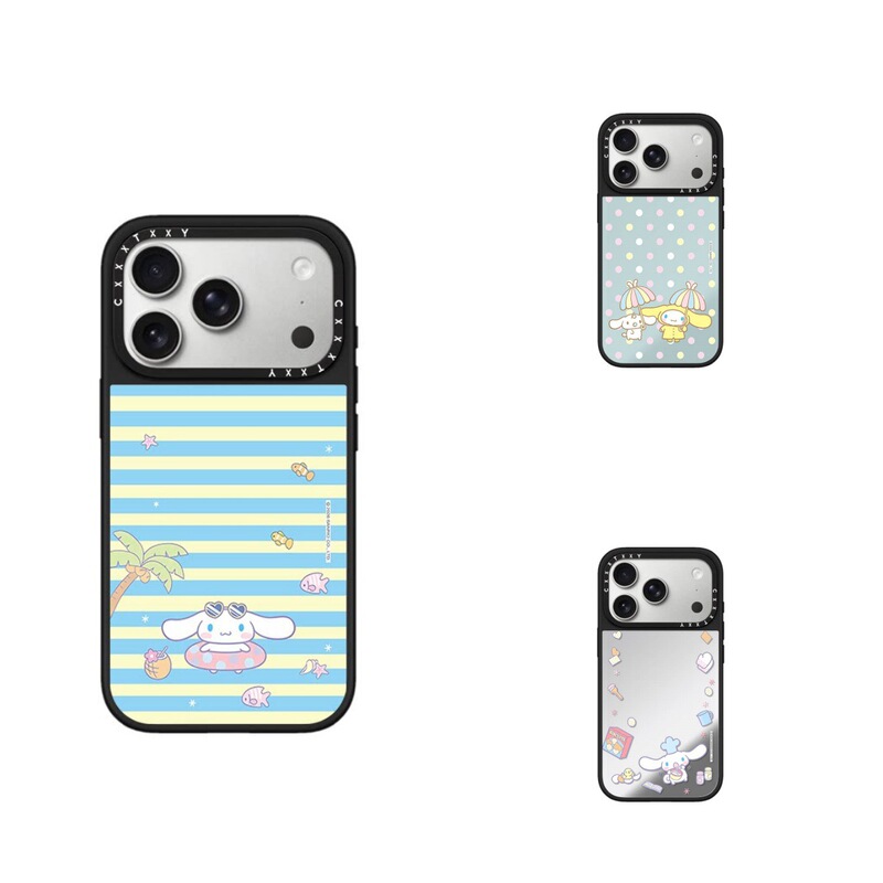 Trendy brand collaboration summer striped swim ring big-eared dog chef phone case for iPhone 16 Pro and iPhone 17 Pro
