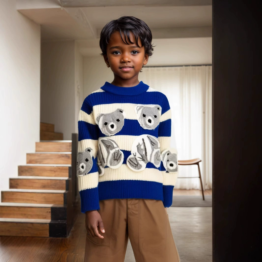 Новый детский зимний свитер базовая рубашка осень-зима круглый вырез длинный рукав комплект утолщенный модная детская теплая одежда