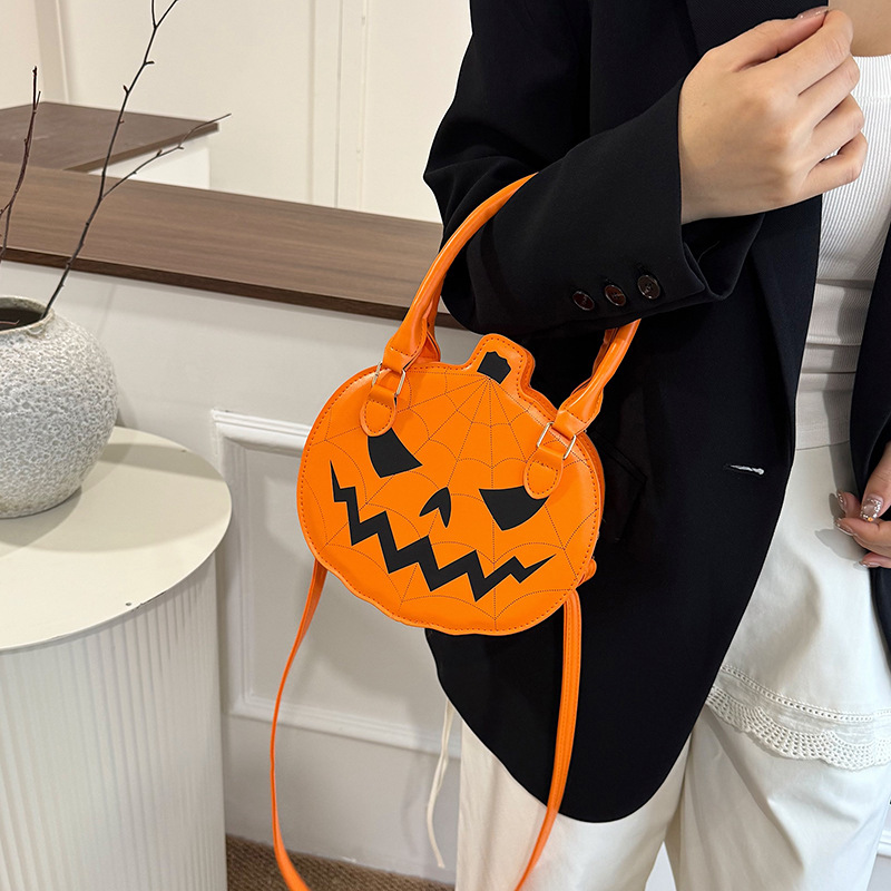 卡通个性设计南瓜头斜跨手提包包百搭轻便万圣节时尚单肩斜跨包