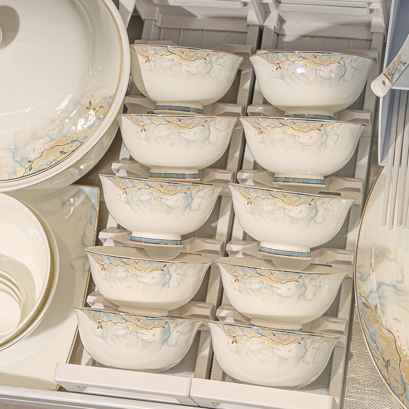 Jingdezhen Tableware Set for Home Use, High-Quality Ceramic Bowls and Chopsticks, Premium Gift Box, Gift Plates, Bowls, and Chopsticks Jingdezhen Tableware Set for Home Use, High-Quality Ceramic Bowls and Chopsticks, Premium Gift Box, Gift Plates, Bowls, and Chopsticks
