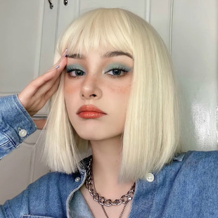 Amazon wig women European and American fashion short hair light gold BOb chemical fiber head cover women cross-border e-commerce supply wholesale