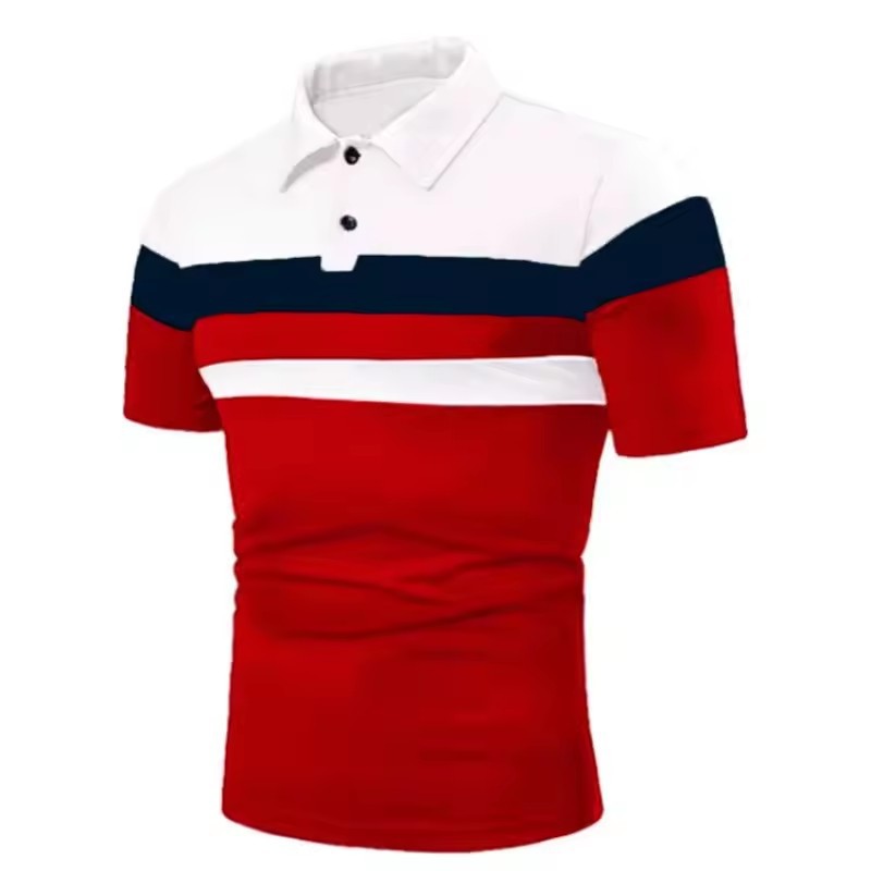 Camisa de polo deportiva para hombre con estampado digital 3D a rayas, camiseta POLO suelta de manga corta de tamaño europeo de verano 2024