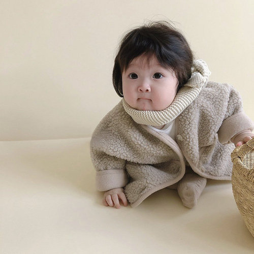 Winter children's plus velvet and thickened sherpa jackets for boys and girls, warm tops for outer wear, cardigans, Korean style children's clothing