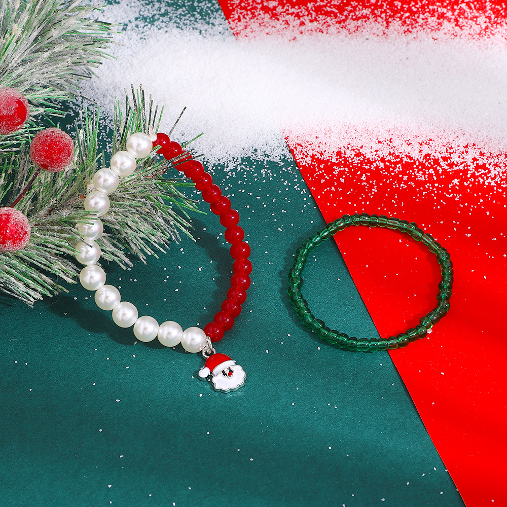 Fashion Santa Claus Beaded Womenu0027S Bracelets 2 Pieces