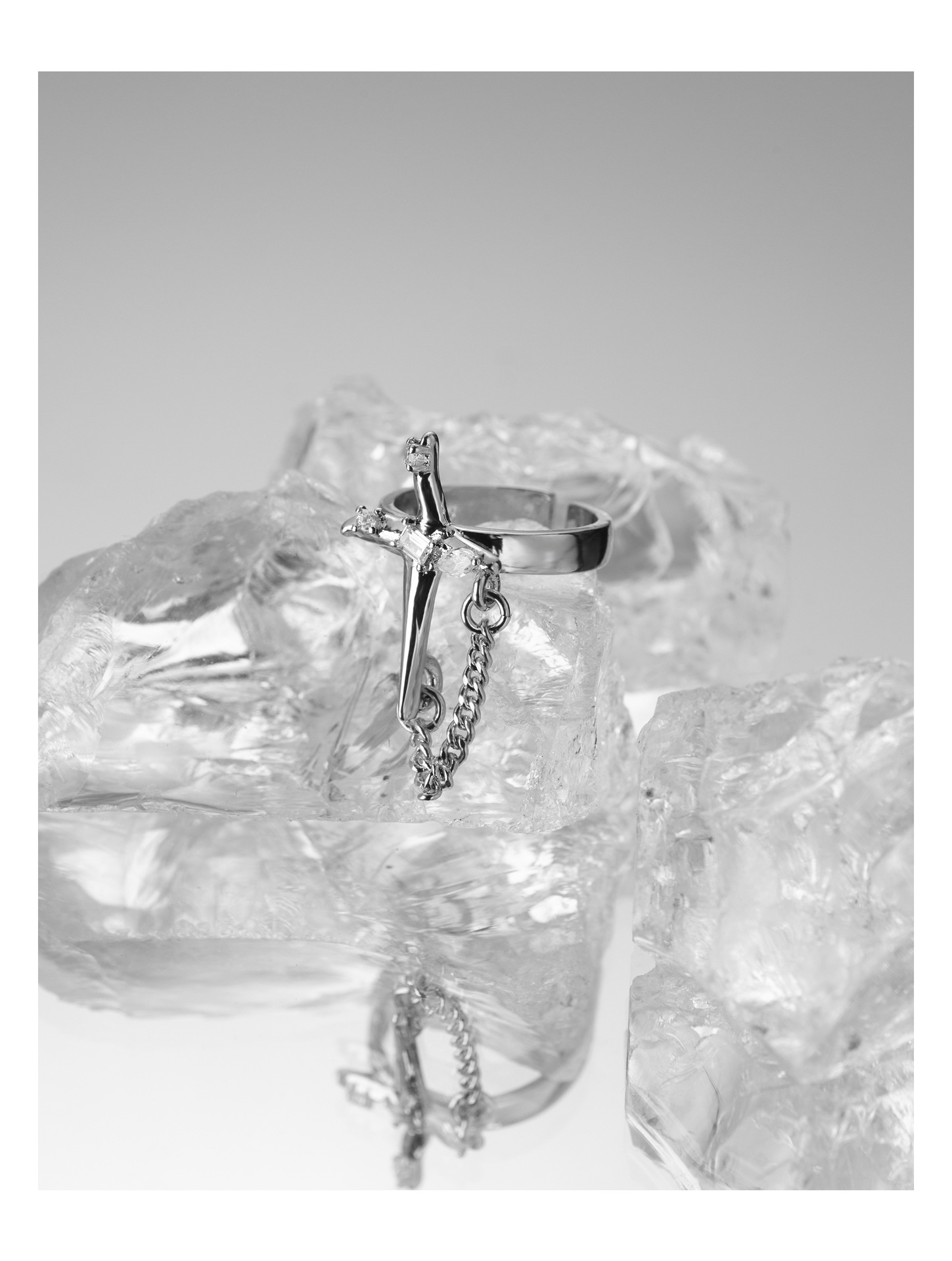 Retro Geometric Copper Plating Zircon Open Ring