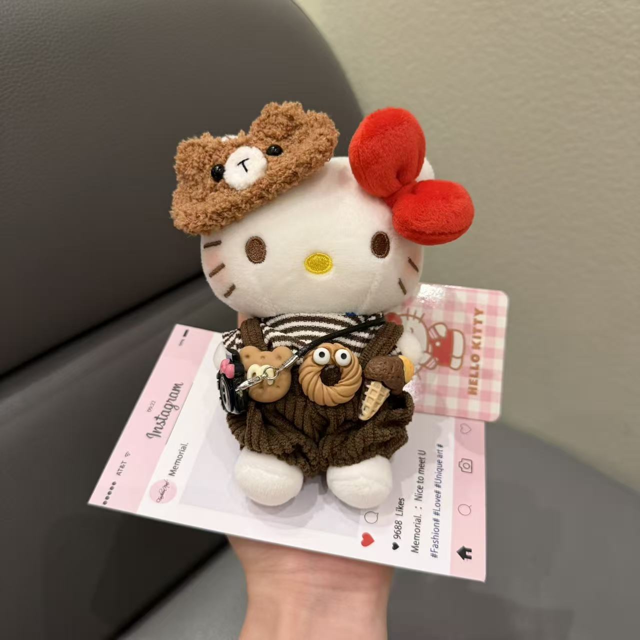 Genuino clásico KT Hello Kitty mochila bolso colgante dibujos animados lindo hellokitty llavero muñeca de felpa mujer