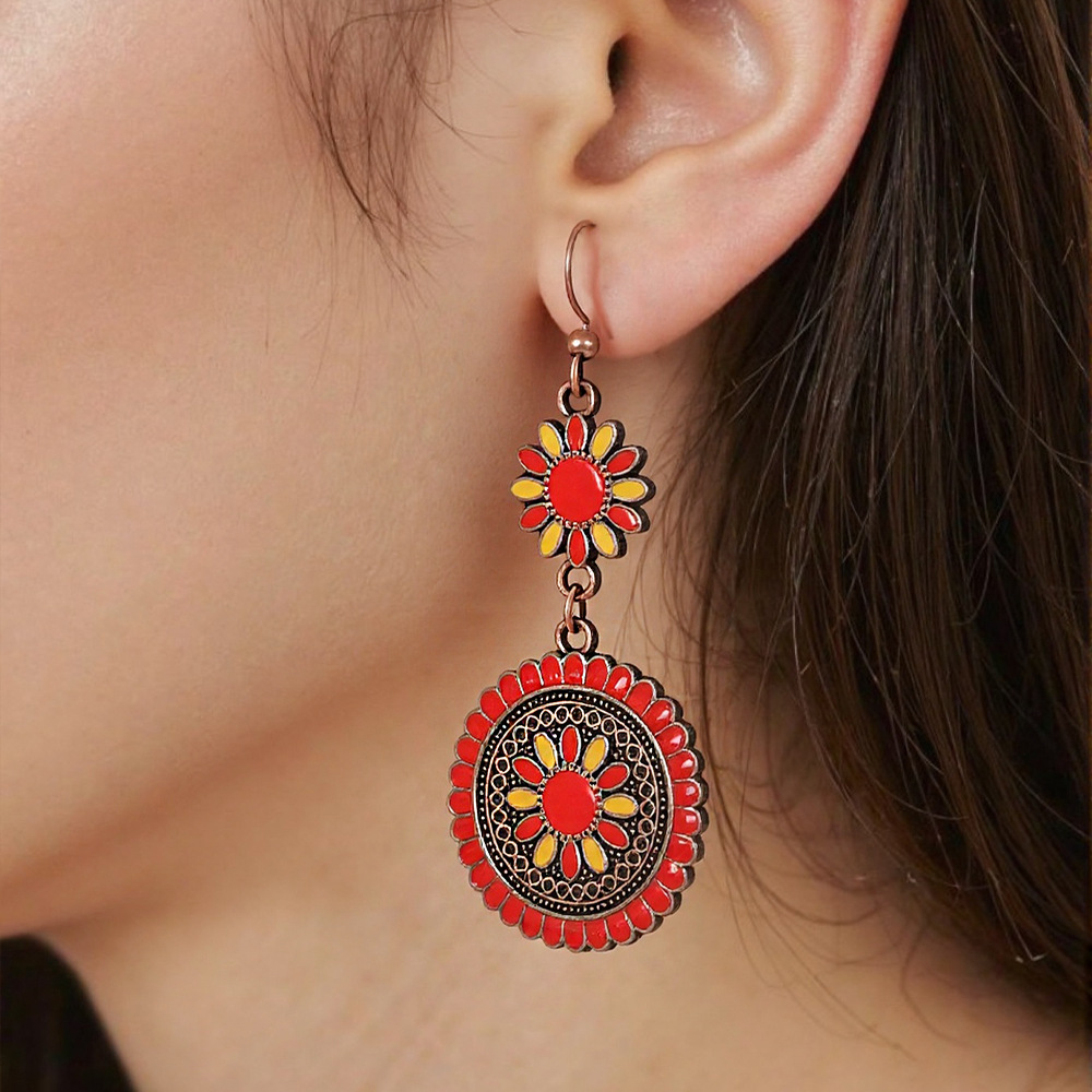 14g Weight Alloy Ear Needle Material Drop Earrings Classification 1 Pair Quantity Daily, Street Occasion Zinc alloy Material Geometric Pattern All Seasons Season Women's Gender Polished Finish Retro Style 1 Pair Retro Geometric Zinc Alloy Drop Earrings 1