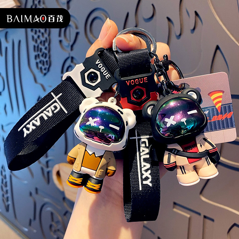 Baimao Original Epoxy Trendy Cool Bear Key Chain Pendant for Men and Women Cute and Exquisite Car Key Chain School Bag Pendant