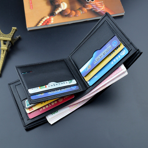 New wallet men's short fashion thin wallet multi-card slot cross pattern wallet zipper horizontal business soft wallet