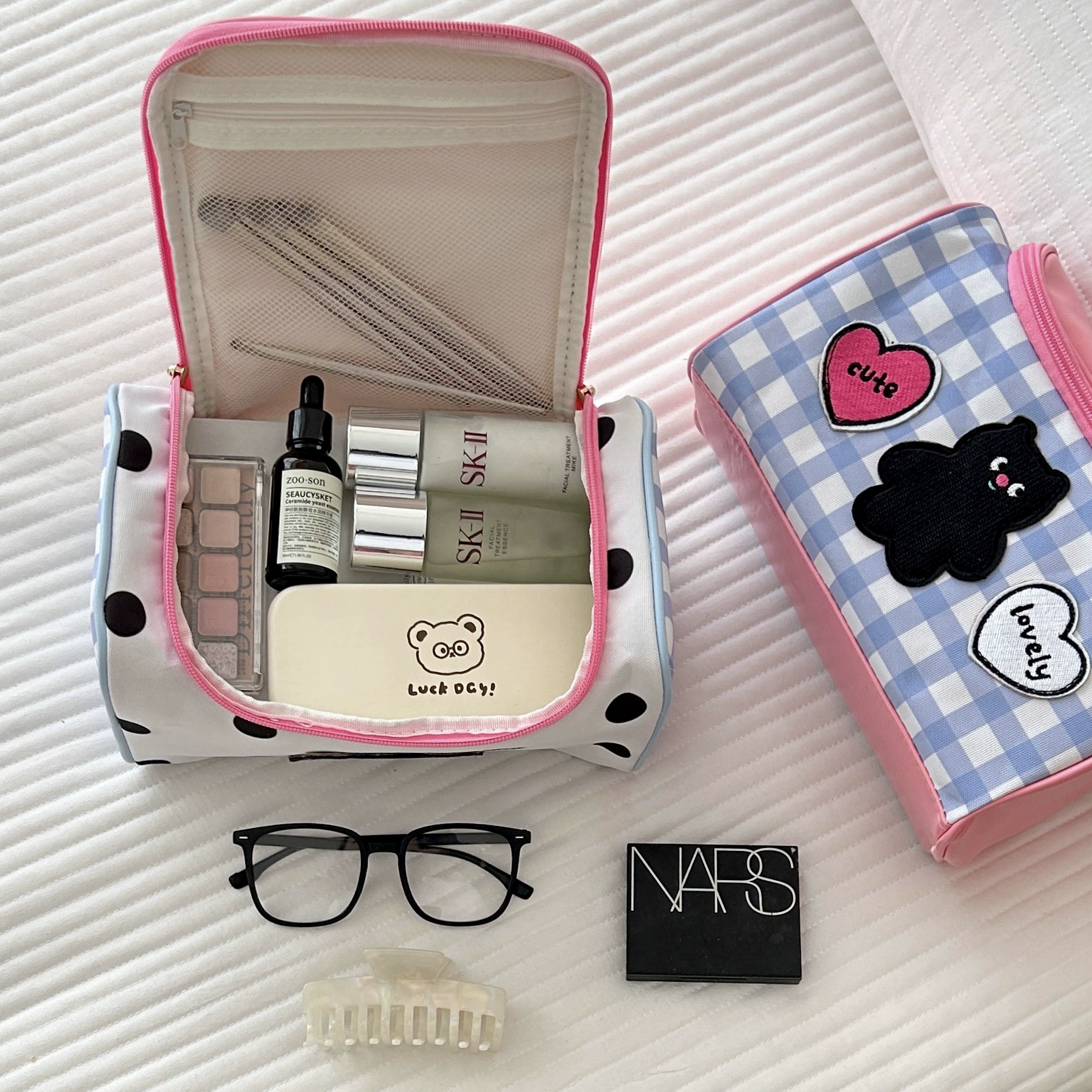 Cartoon handheld cosmetic bag, shoulder bag, capacious storage system