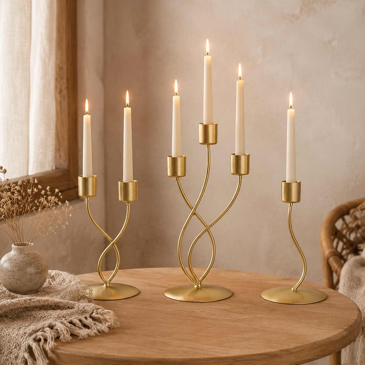 Candelabro de Hierro de Mesa Estilo Europeo para Cena Romántica y Sala de Estar image 1