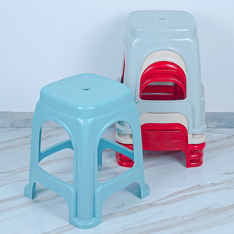 Nordic thick plastic stool household high stool dining table chair living room stackable adult square stool simple board stool wholesale