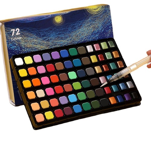 Pearlescent solid watercolor paint complete set 60/96/120 colors portable painting tools for beginners and children