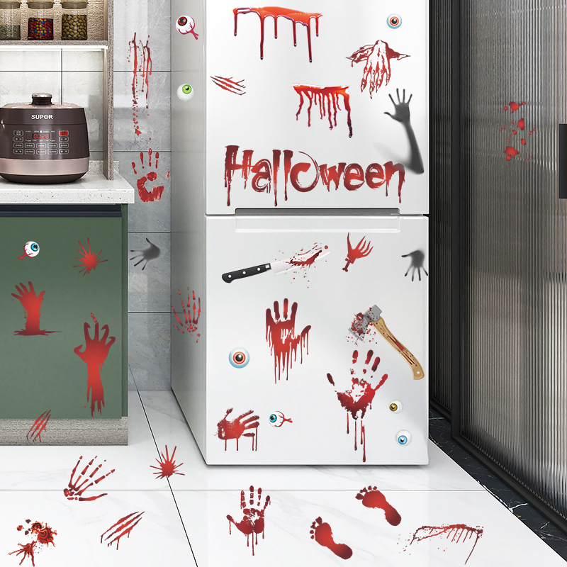 Wholesale Bloody Handprint Footprints Halloween Pattern Wall Sticker Nihaojewelrypicture4
