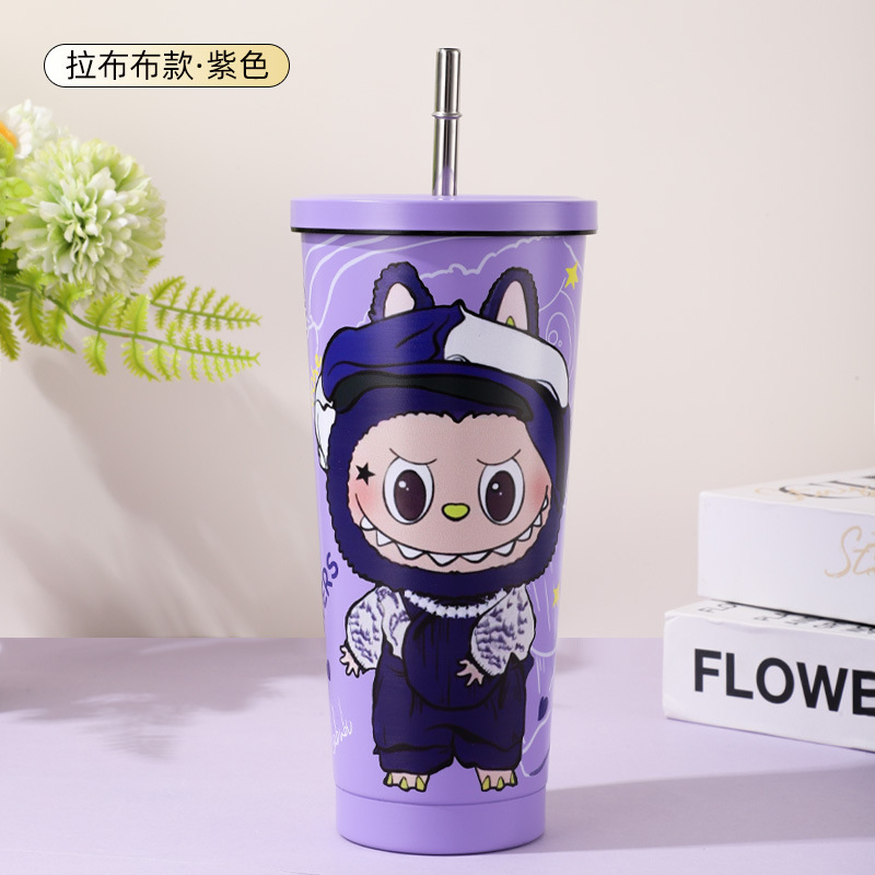 新款卡通保温杯不锈钢内胆咖啡杯高颜值大容量便携吸管水杯批发|undefined