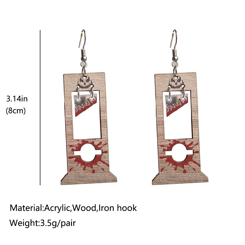 1 Pair Commute Letter Printing Wood Drop Earrings display picture 1