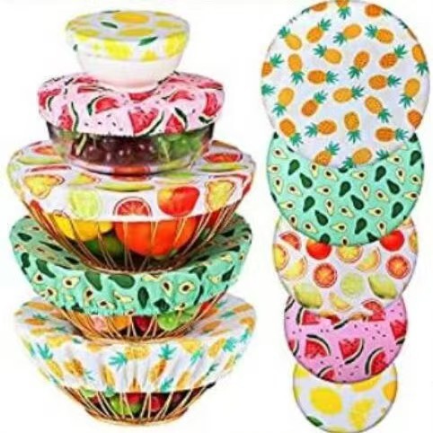 Amazon Waterproof Bowl Cover, Washable and Reusable Salad Bowl Dust Cover, Fresh-Keeping Cloth, Fruit Bowl Cover, Insect-Proof Vegetable Cover