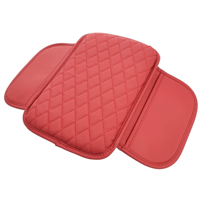 Car Armrest Box Mat, Universal Armrest box pad - diamond-pattern-volcanic-red