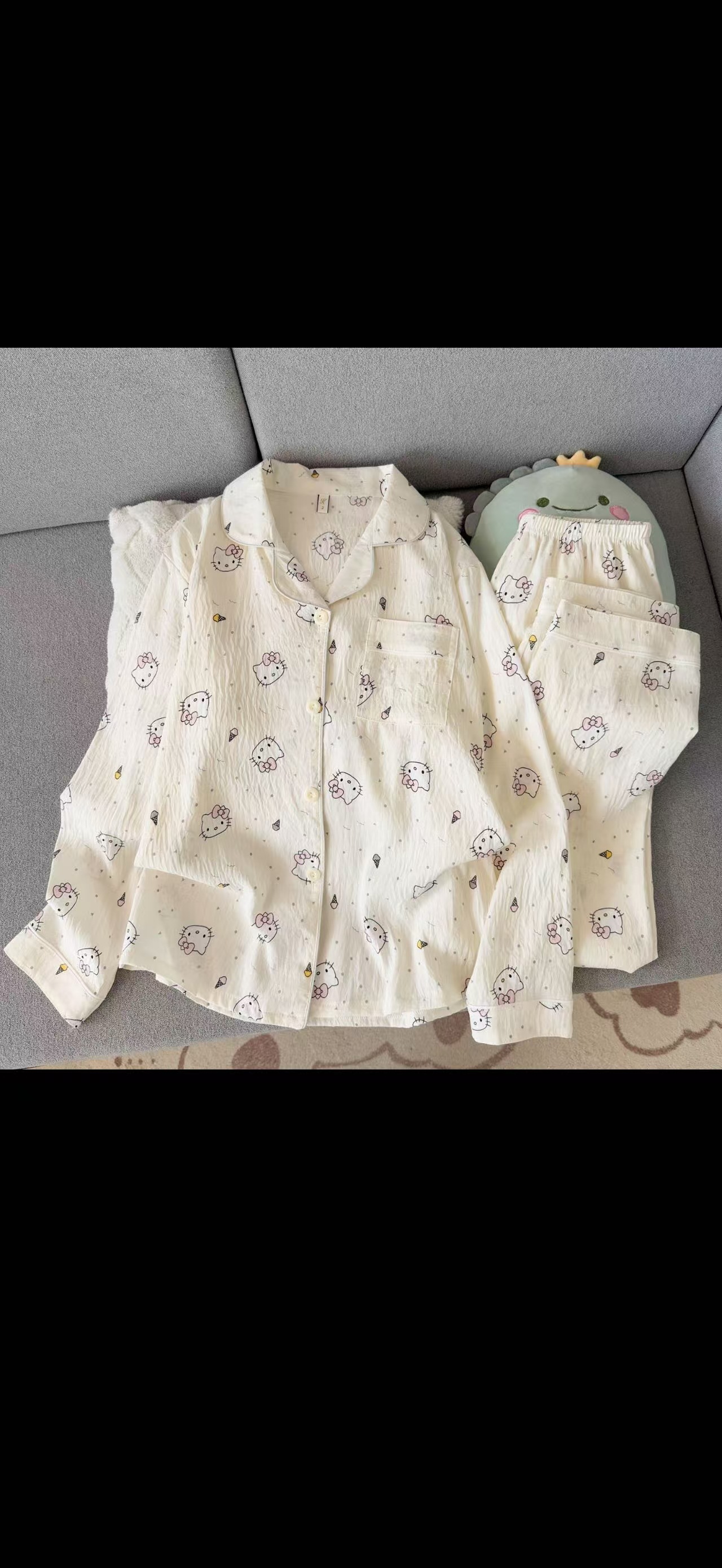 Al por mayor transfronterizo primavera y otoño dulce dibujos animados nubes de algodón pantalones de manga larga pijamas cardigans con solapa cubierta de ropa para el hogar