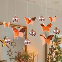 聖誕節裝飾球節日用品蝴蝶吊頂天花板掛飾裝飾布置店鋪櫥窗掛件