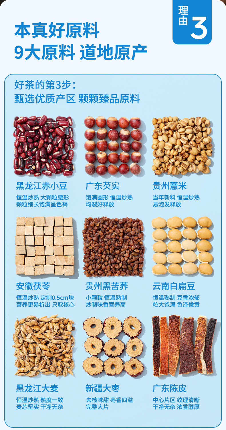 Roasted Red Bean Coix Seed and Euryale Tea Chinese Herbal Wellness Blend 300g key features