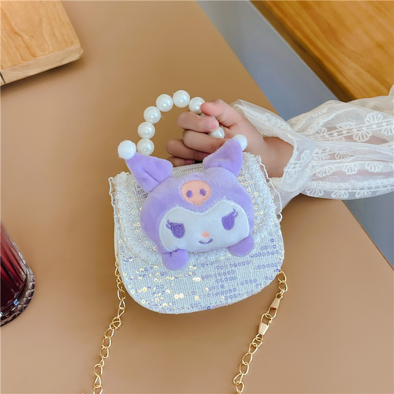 Estilo coreano de los niños bolsa de mensajero estilo occidental princesa bolso de hombro conejo de dibujos animados perla bolso niñas monedero al por mayor